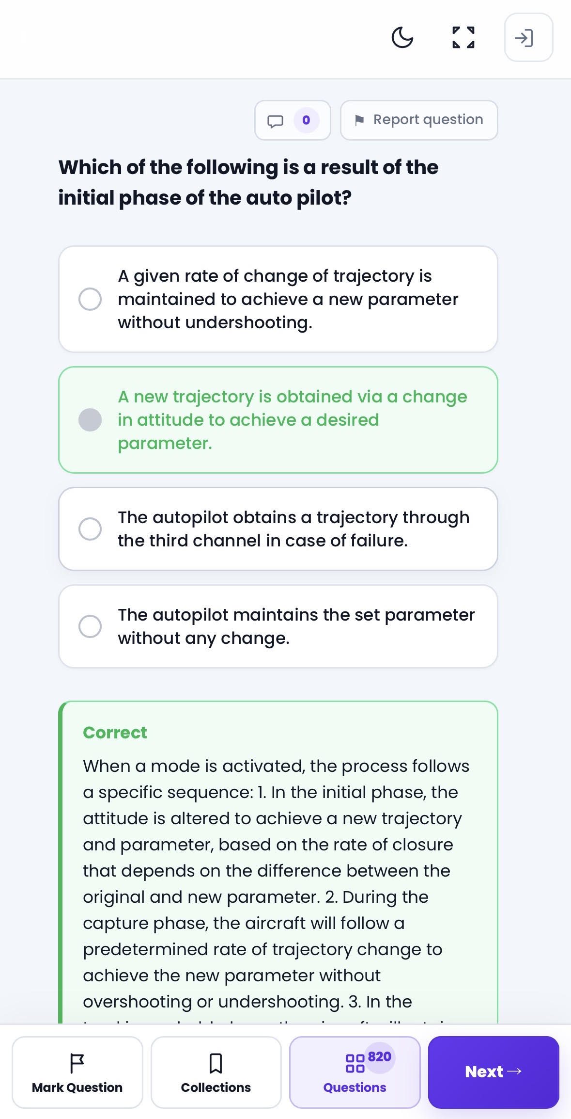ATPL Tests mobile ATPL practice view